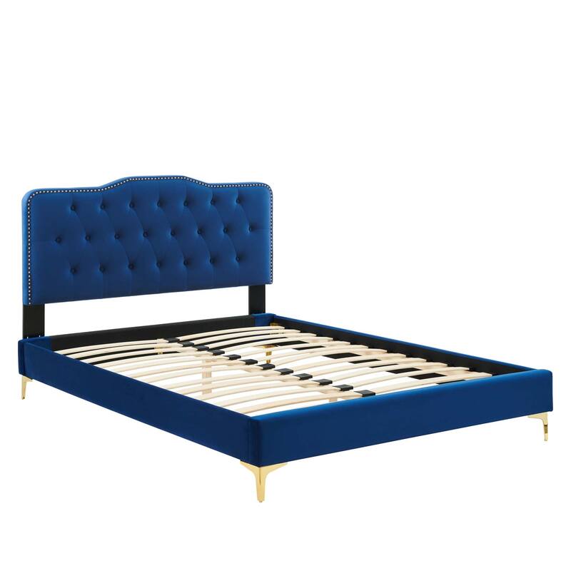 Amber Tufted Performance Velvet Twin Platform Bed