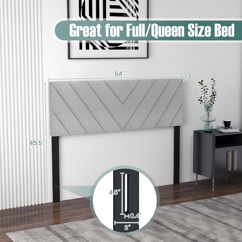 Linen Upholstered Headboard for Full and Queen Size Bed Frames