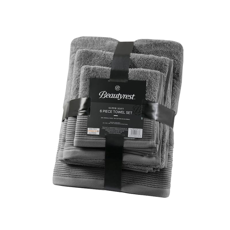 Beautyrest Nuage Cotton Tencel Blend Antimicrobial 6 Piece Towel Set