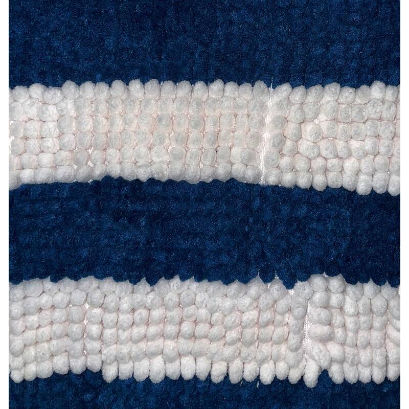 30"x20" - Blue White Stripe Soft Cozy Plush Chenille Bath Mat Bathroom Rug