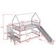 preview thumbnail 4 of 24, Twin over Twin Metal Bunk Bed House Bed with Slide and Staircase