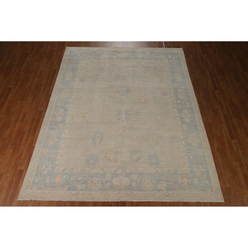 Hand Knotted Oriental 100% Wool Carpet Transitional All-Over Beige & Ivories Oushak Area Rug - 10' 0'' X 8' 0''