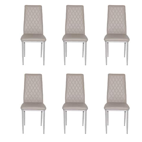 Six Piece Set Retro Style Dining Chair Conference Chair PU Leather High Elastic Fireproof Sponge Dining Chair, Gray