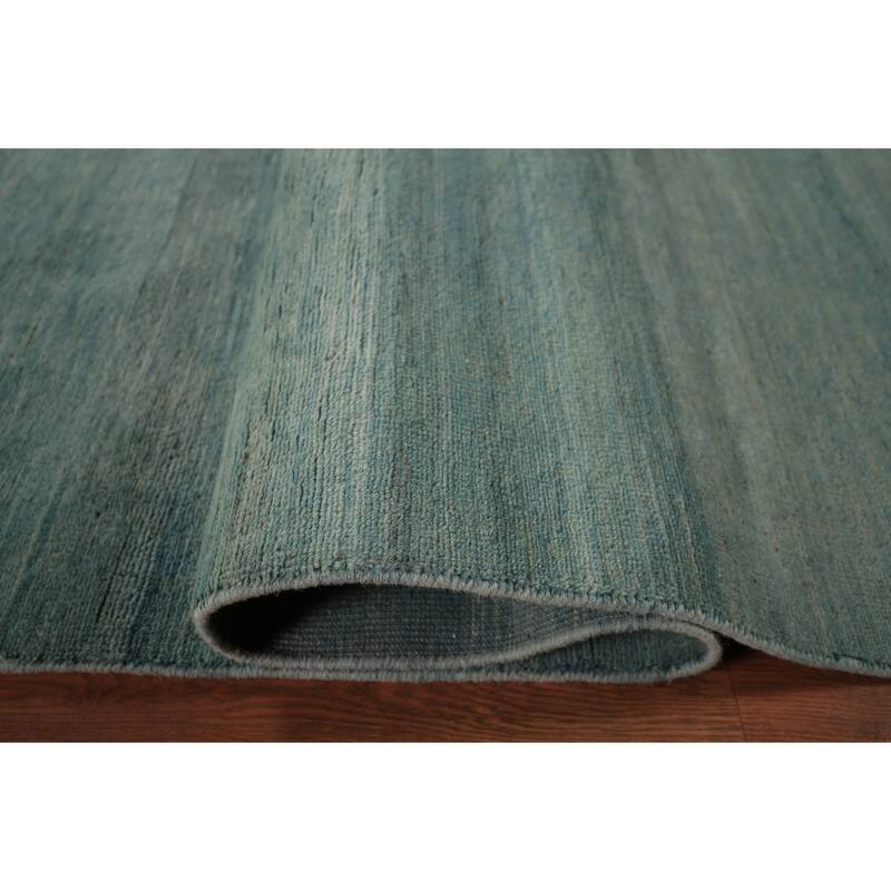 Aqua Blue Gabbeh Modern Area Rug Handmade Wool Carpet - 6'6" x 9'7"