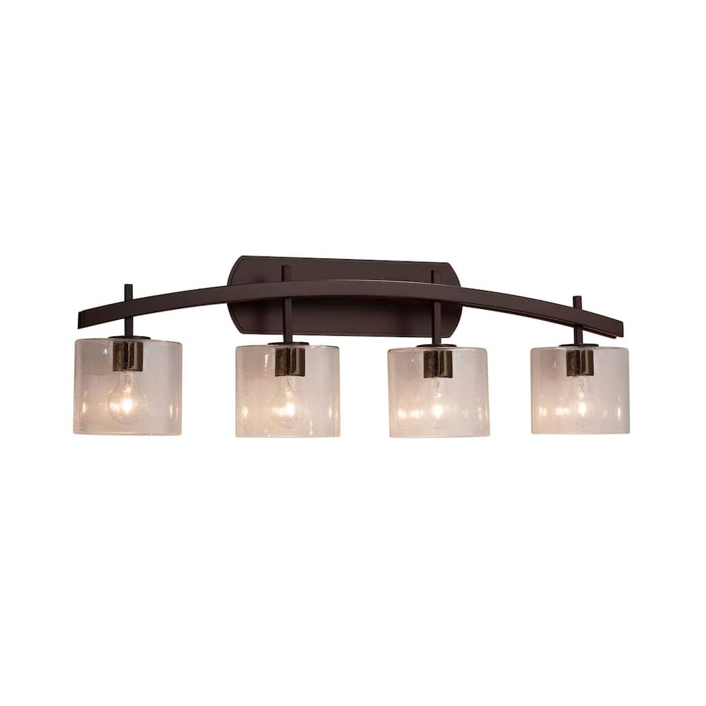 Justice Design Fusion Archway 4-light Dark Bronze Bath Bar, Seeded Oval Shade