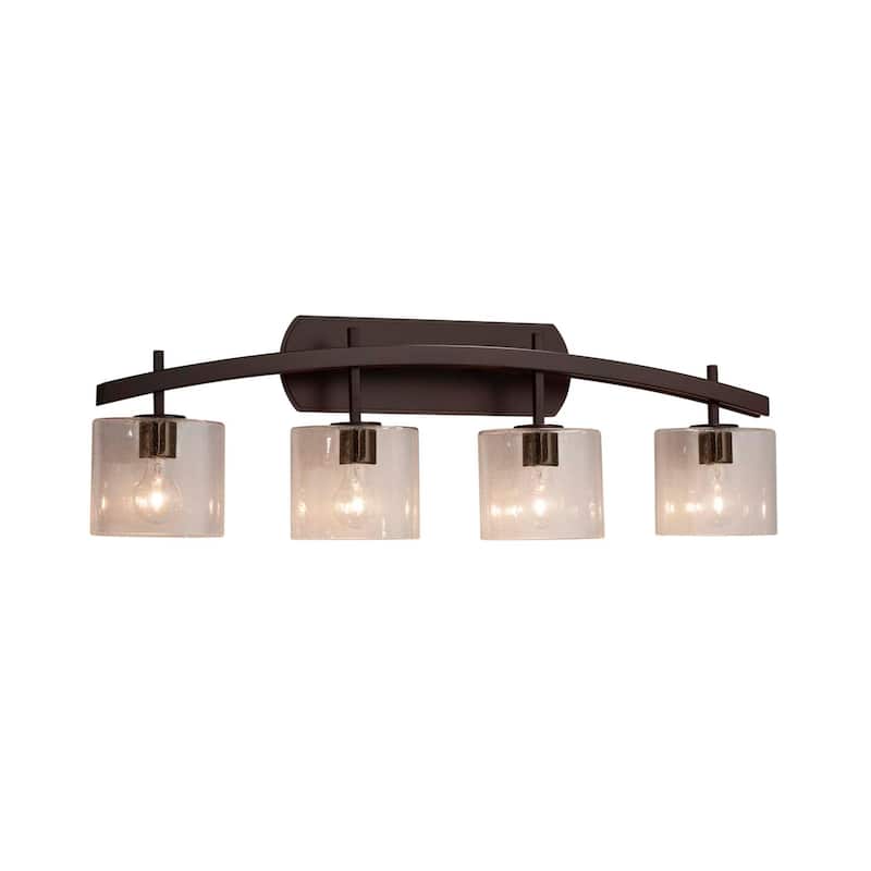 Justice Design Fusion Archway 4-light Dark Bronze Bath Bar, Seeded Oval Shade