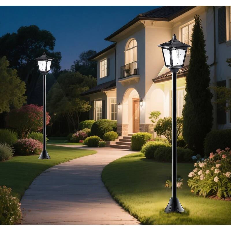 Solar LED Post Lights 4 Pack 40" Outdoor Waterproof Lamps for Patio Pathway - 40''