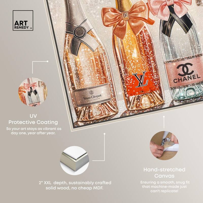 Champagne Bottles Glitz Canvas by Art Remedy