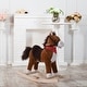 preview thumbnail 11 of 16, Kids Rocking Horse Plush Toy with Realistic Sounds and Red Scarf for Over 3 Years Old Gift brown