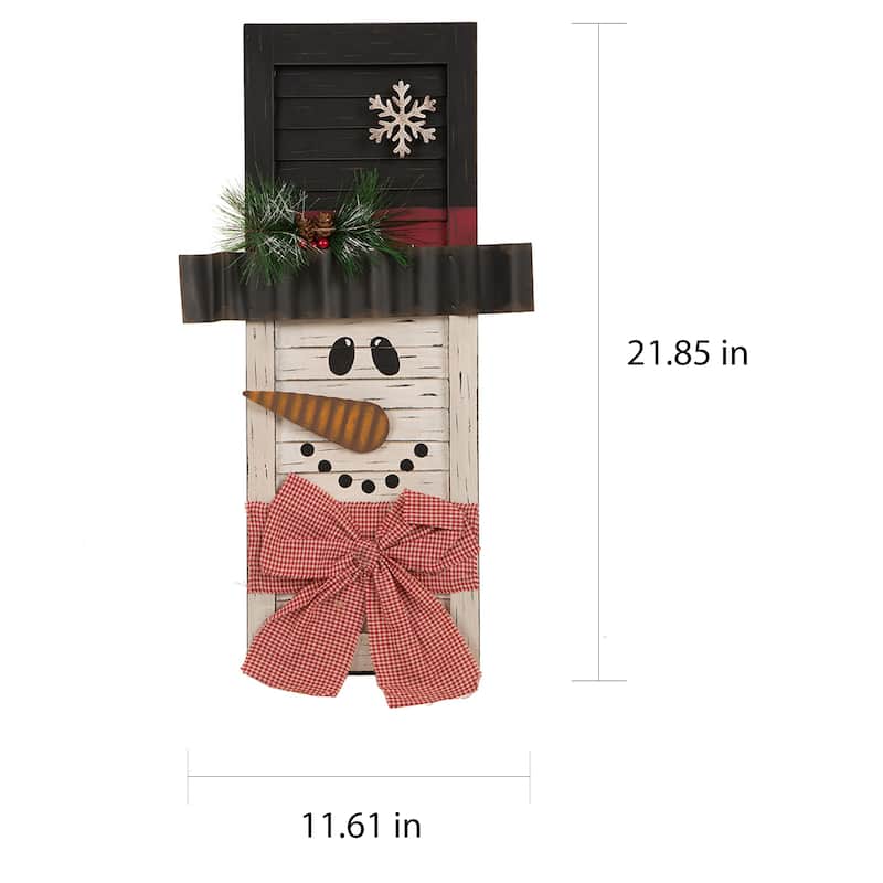 Glitzhome 21.85"H Wooden Snowman Shutter Wall Decor