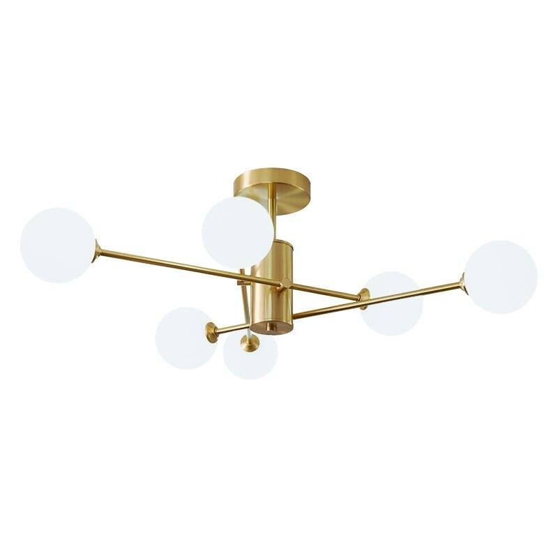 Linear Sputnik Frosted Glass Globe Semi Flush Chandelier