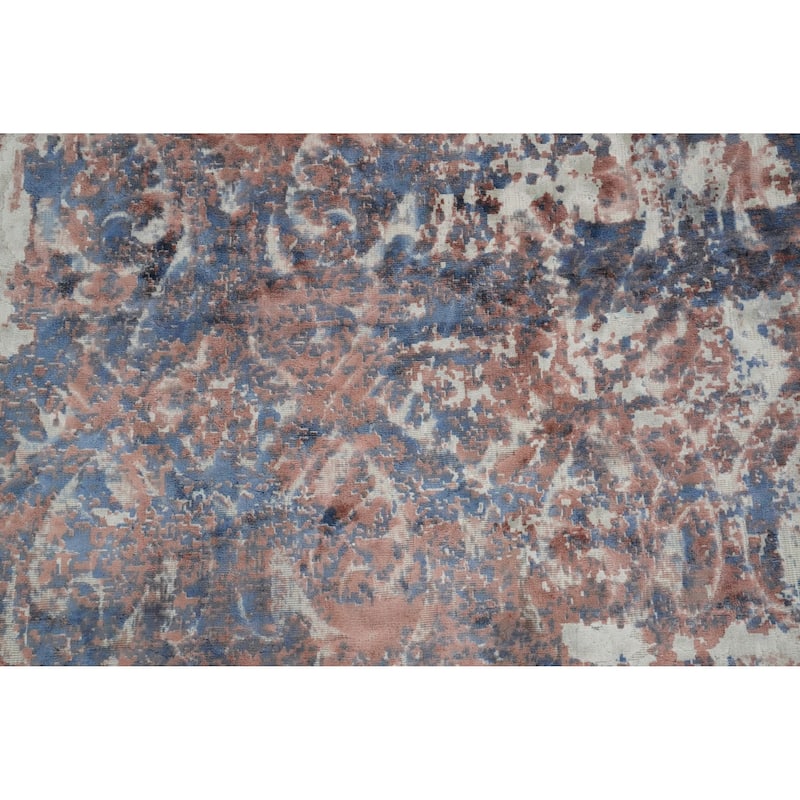 Hand Knotted Oriental Viscose Silk Carpet Modern Abstract Multi-Colored Abstract Area Rug - 8' 0'' X 5' 7''