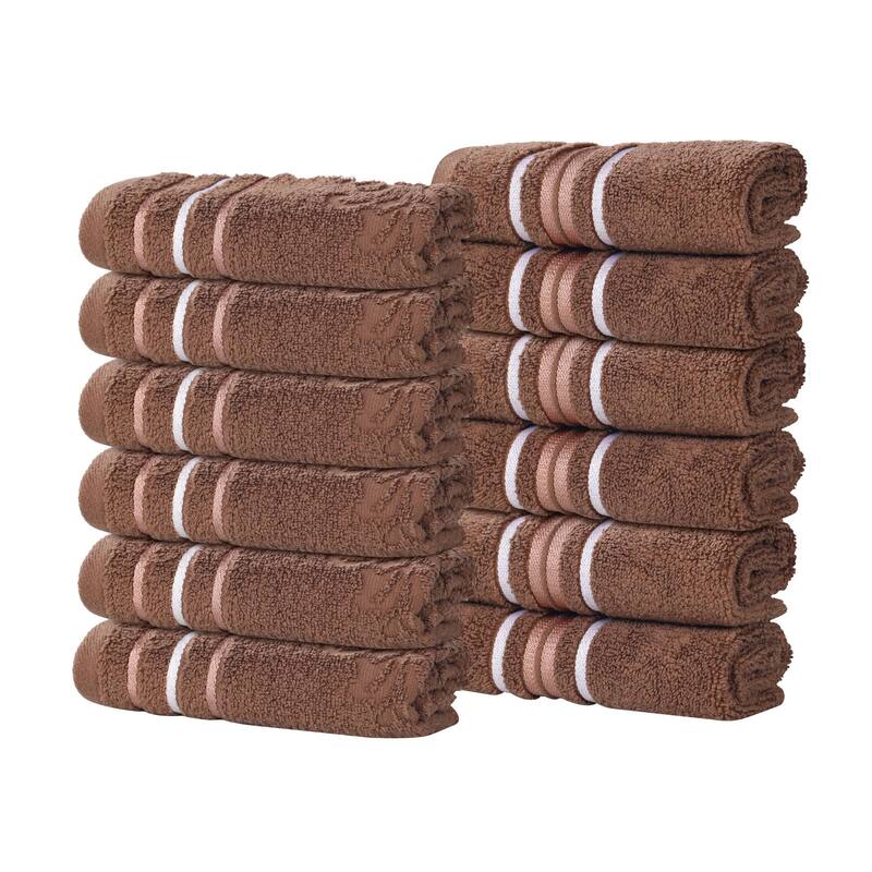 Superior Sadie Zero Twist Cotton Solid and Floral Washcloth Set of 12