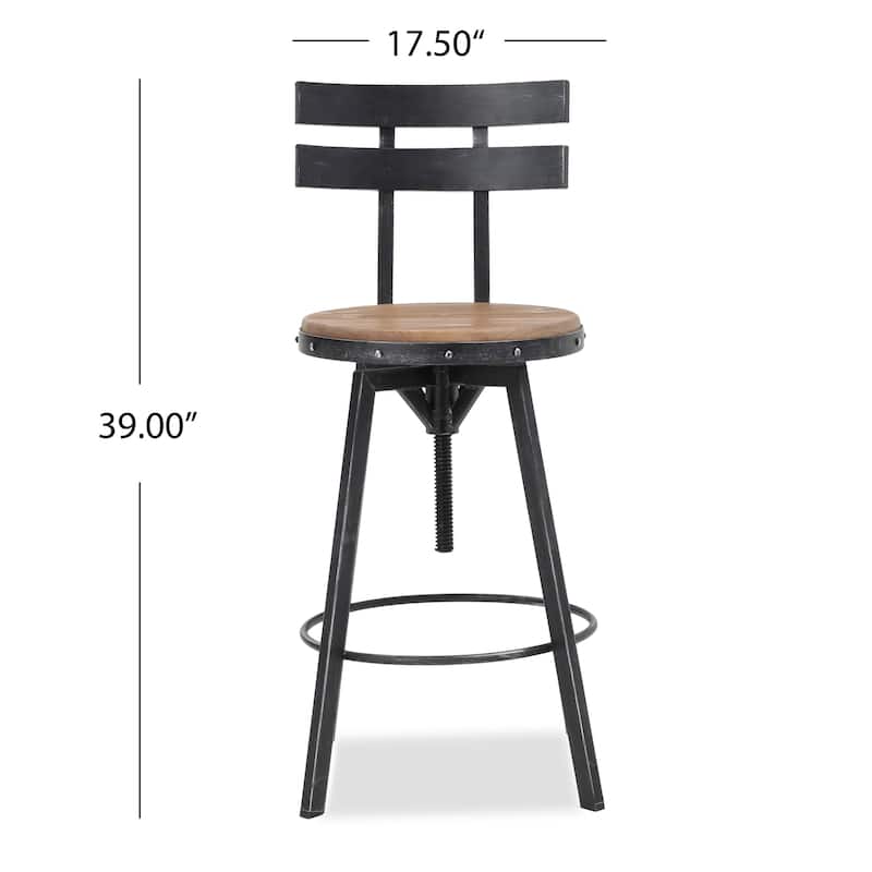 Jutte Rustic Iron Adjustable Bar Stool by Christopher Knight Home - N/A
