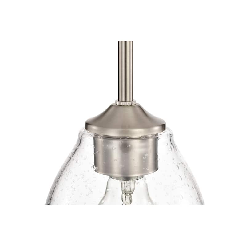1-Light 5 inch Brushed Nickel Mini Pendant Light with Seedy Glass Shade