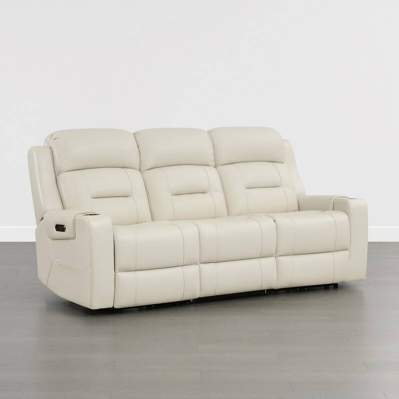 Spruce & Spring Genuine Leather Power Reclining Sofa with Wireless Charging