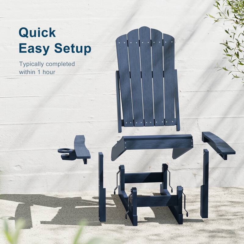 Glider Adirondack Patio Chair, 3-Position Adjust Smooth Motion Chair