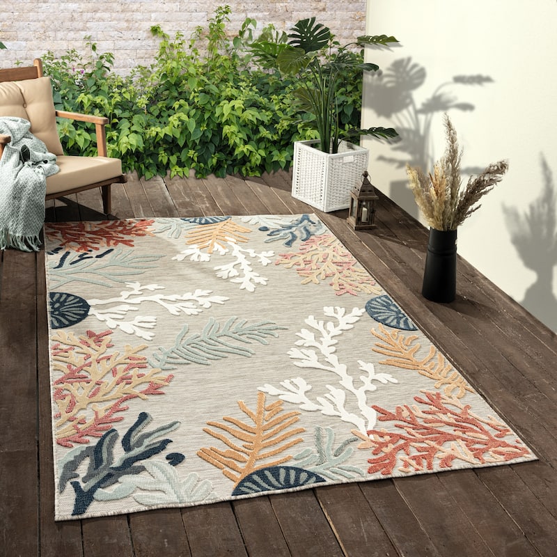 Sevita Coral Reef Textured Coastal Indoor/Outdoor Area Rug