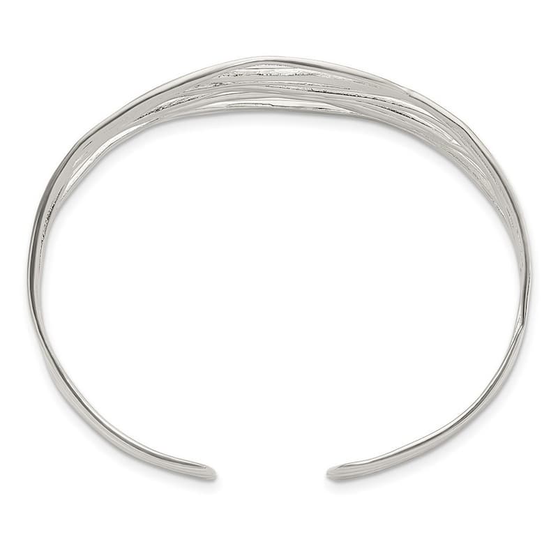 Curata 26.4mm 925 Sterling Silver 26.4mm Polished Multi-row Cuff Bangle Bracelet