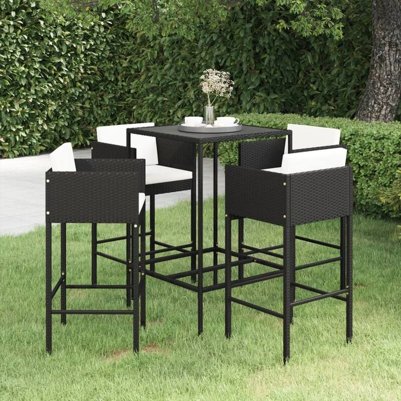 vidaXL Patio Bar Set Outdoor Bistro Set Bar Stool Bistro Table Poly Rattan