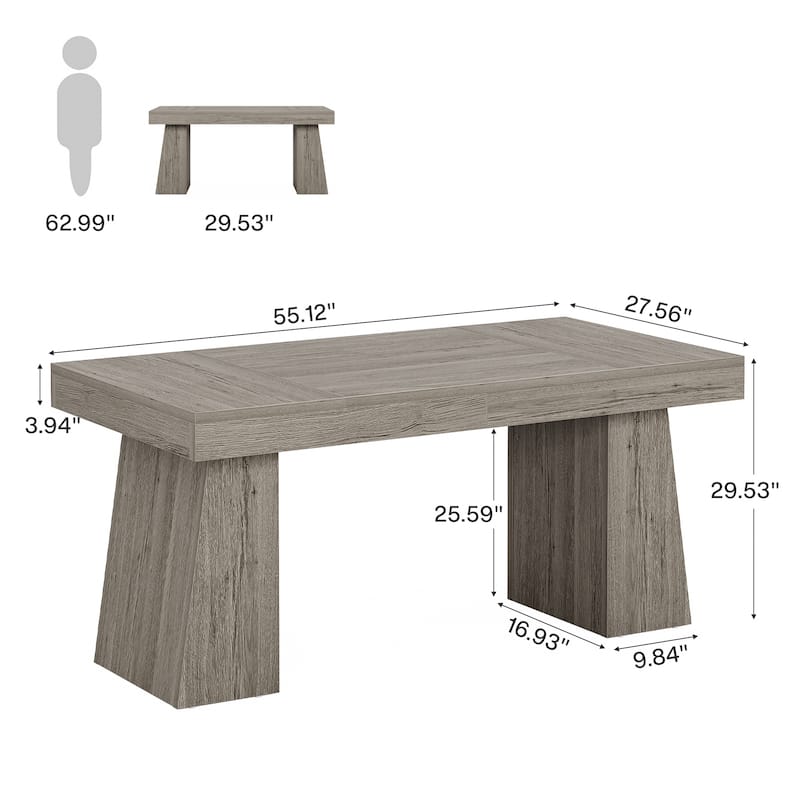 55 Inches Executive Desk Home Office Desk, Wood Computer Desk Business Workstation Desk