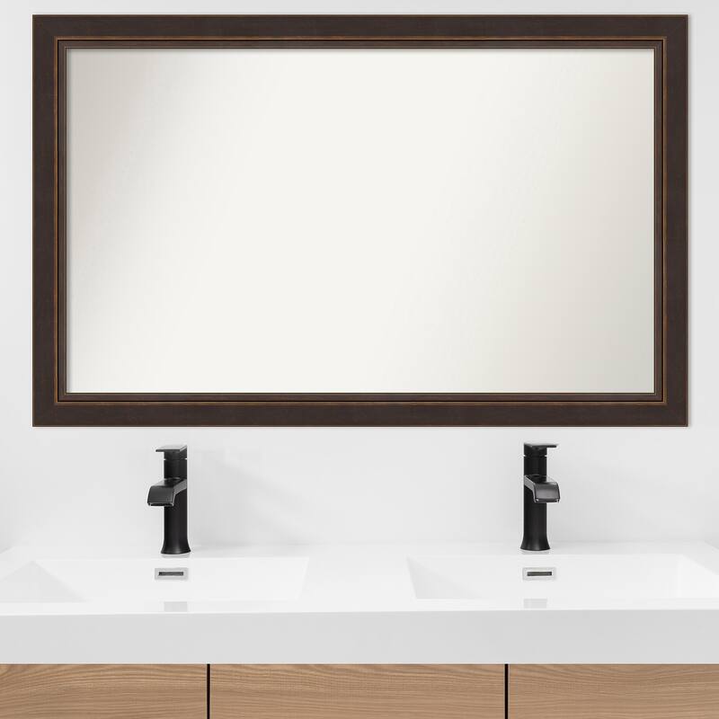 Lara Bronze Framed Non-Beveled Custom Wall Mirror, Bathroom Vanity Mirror