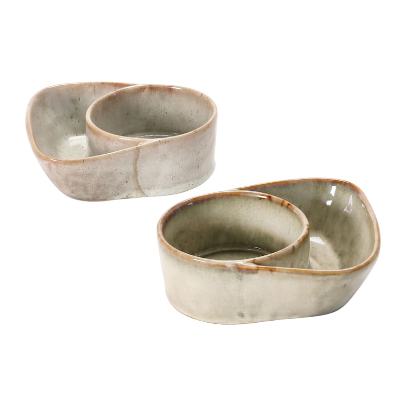 Stoneware Cracker & Soup Bowl, Reactive Glaze, 2 Colors (Each One Will Vary)