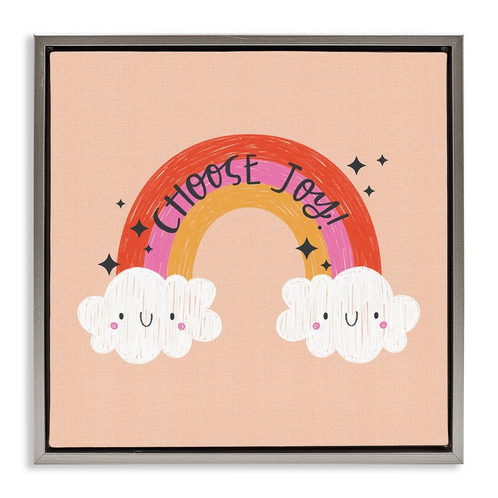 Stupell Choose Joy Happy Rainbow Framed Floater Canvas Wall Art Design By Sarah Hickman