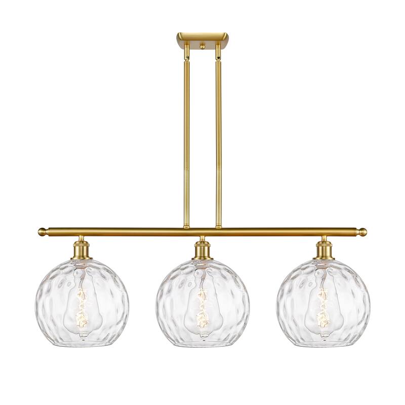 Innovations Lighting Athens Water Glass 3 Light 37" Stem Hung Island Light - Satin Gold