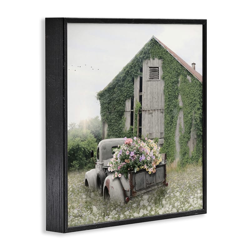Stupell Magical Farmhouse Barn Green Vine Botanicals Flower Field Framed Wall Art - Grey