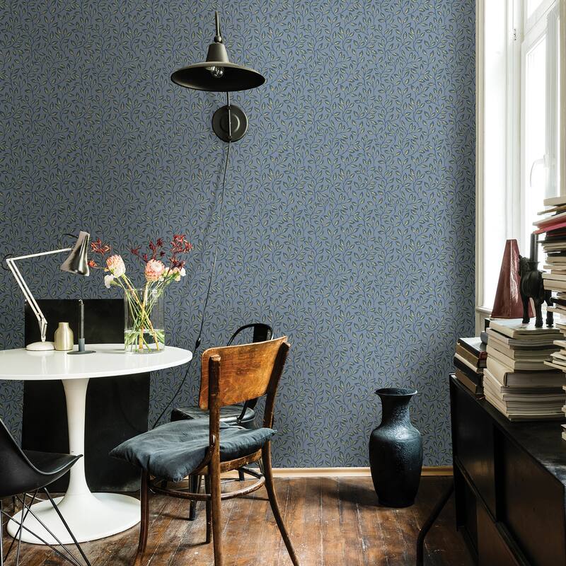 A-Street Prints Mai Indigo Abaca Grasscloth Wallpaper
