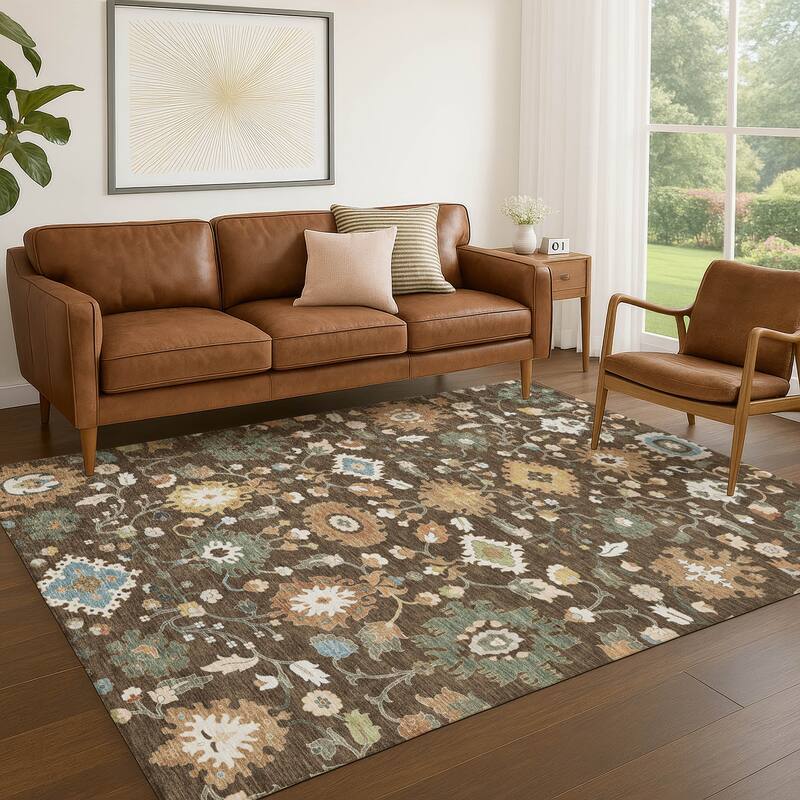 Machine Washable Indoor/ Outdoor Traditional Marci Chantille Rug