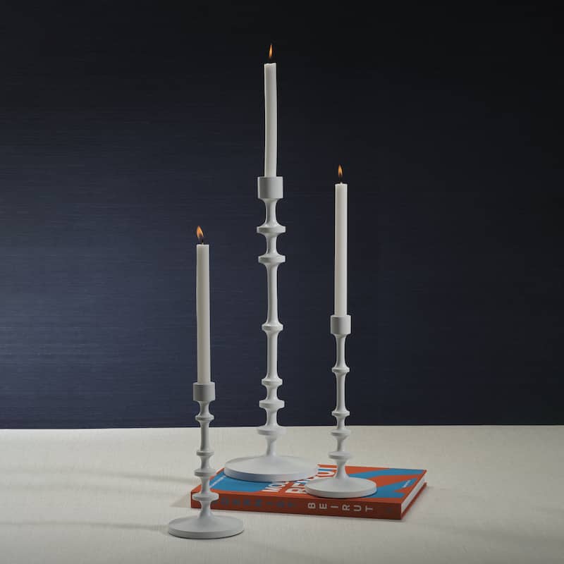 Lilou Matt White Metal Taper Candle Holder