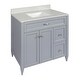 preview thumbnail 17 of 109, Vail 37" Bathroom Vanity with Cultured Marble Top Sink w/ Backsplash in White with White Basin Grey - Galaxy White