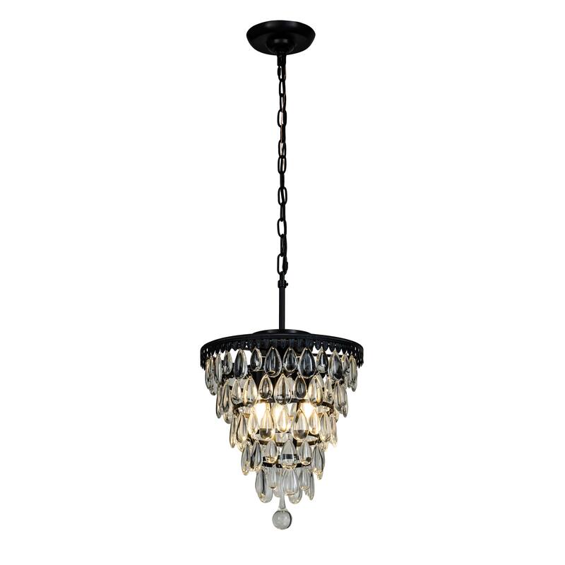 3 Light Glam Crystal Tier Pendant Chandelier