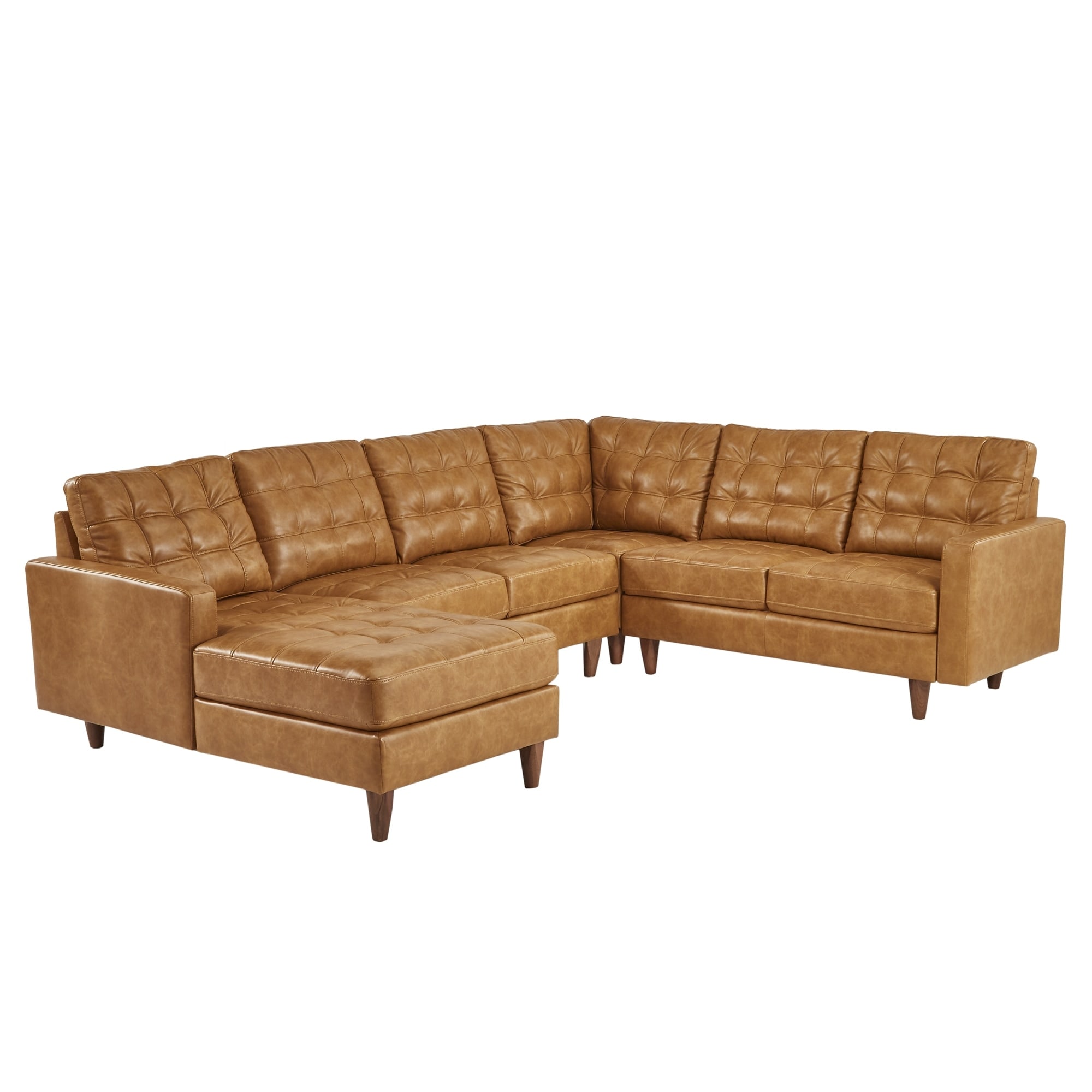 Odin caramel leather shop sectional