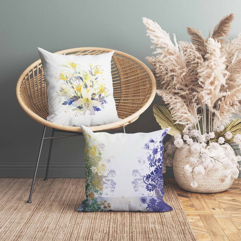 Lily Mist Serenity Faux Suede Reversible Throw Pillow Yellow and Green