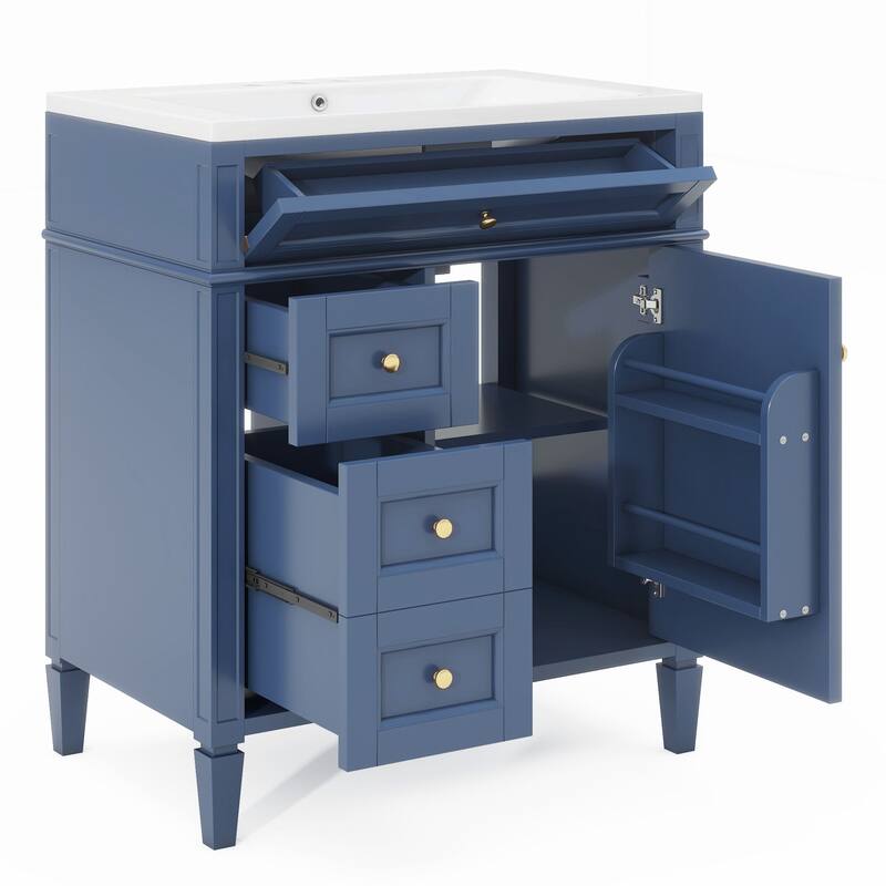 30/36 inches Freestanding Bathroom Vanity Set with Integrated Sink and Drawers