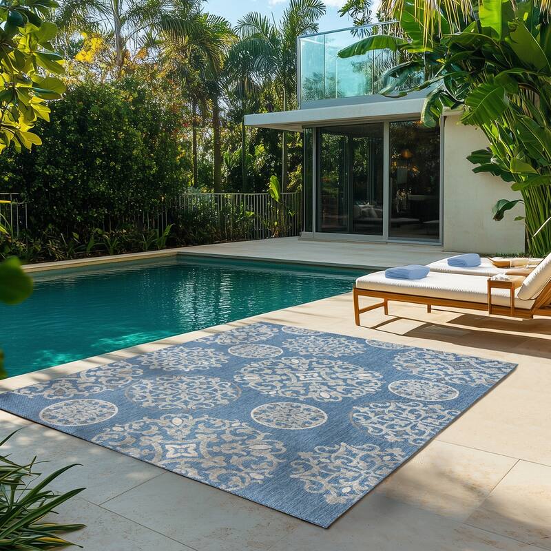 Gertmenian Kalari Modern Bold Multicolored High-Low UV Protected Polypropylene Woven Indoor/ Outdoor Area Rug Collection