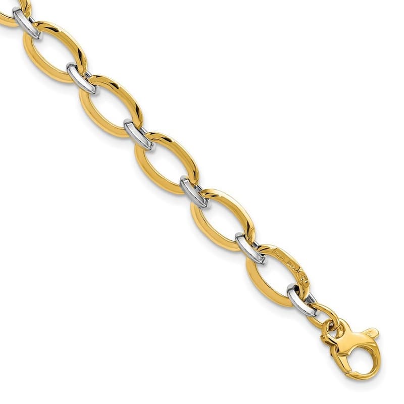 Curata 5.37mm 14k Two tone Gold Polished With .5inch Ext. Bracelet 7 Inch