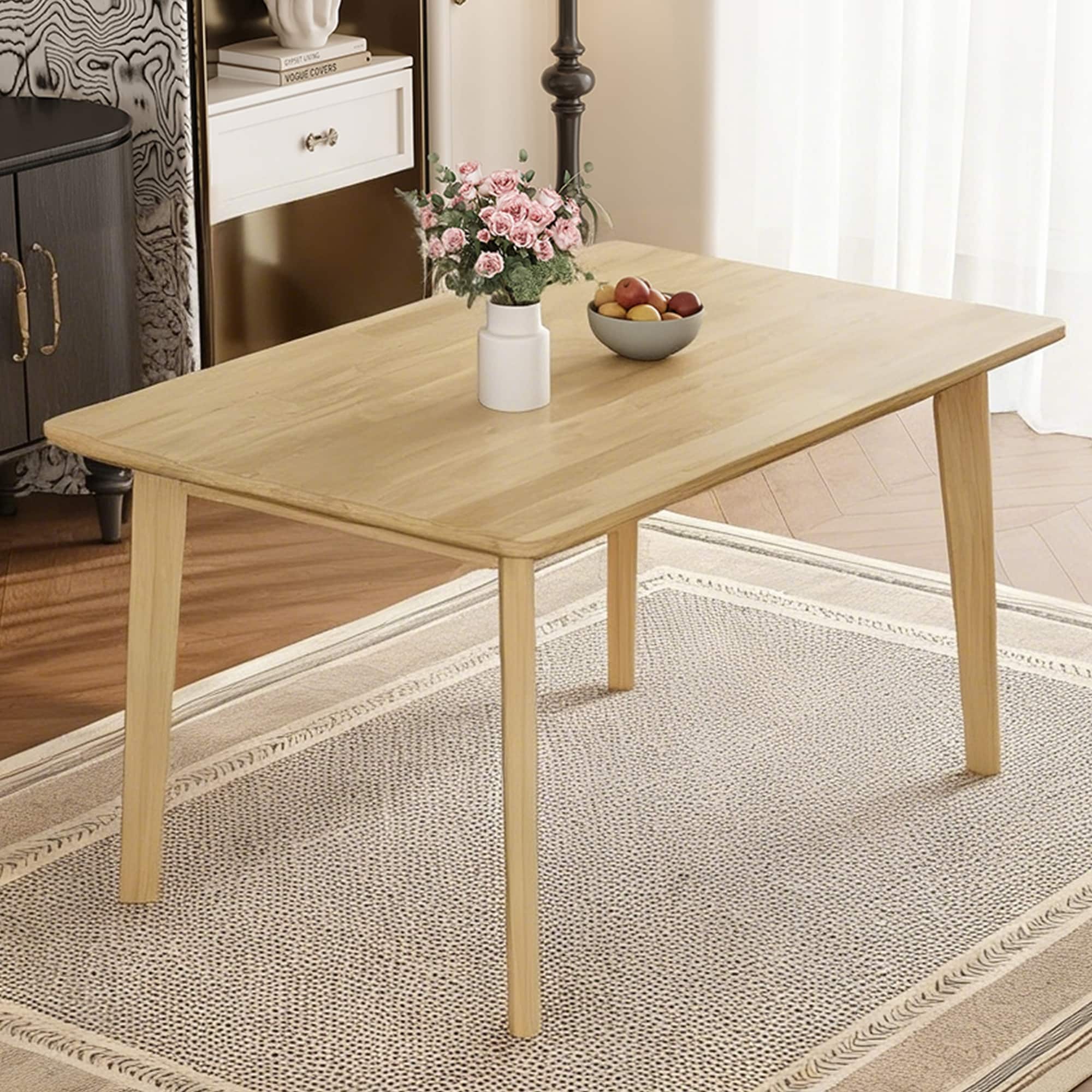 Rustic MDF & Rubber Wood Dining Table by GDFStudio
