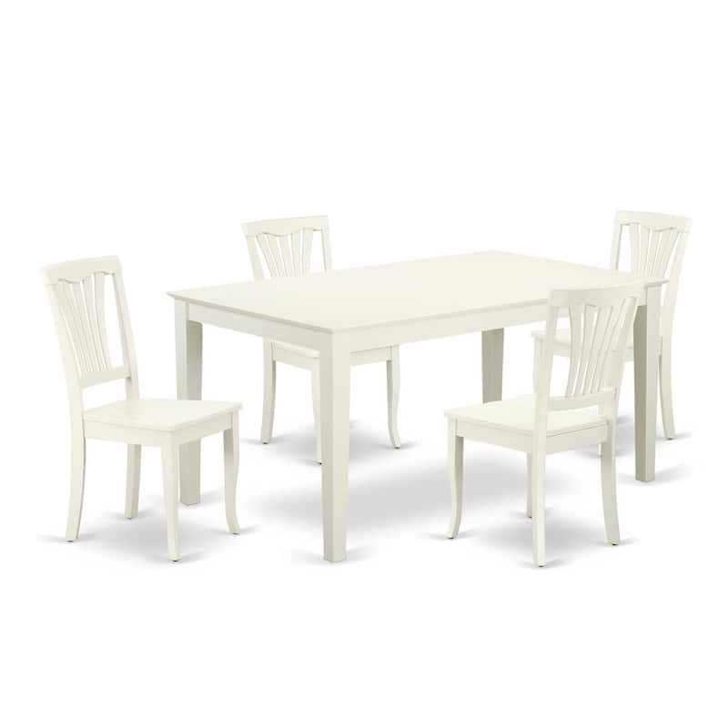 Rectangular Dining Set 5Pc 60 Inch Table with 4 Chairs - Modern Farmhouse Style