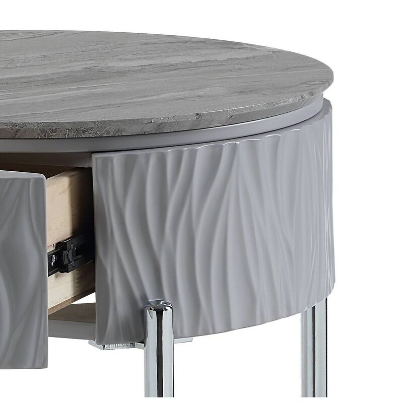 Yukino High Gloss & Chrome Finish End Table