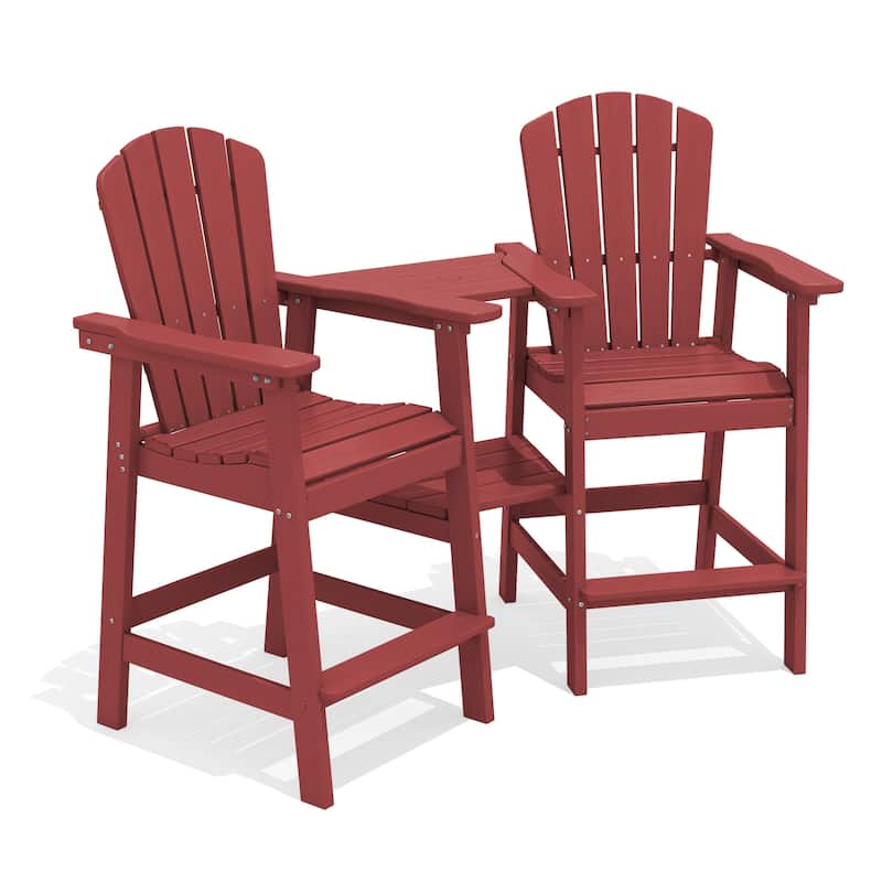 Outdoor Tall Adirondack Chair Set of 2 with Connecting Tray