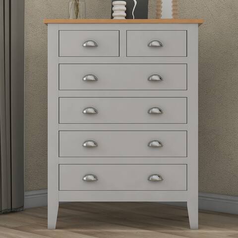 Dresser for Bedroom with 6 Wide Chest Drawers,Mid Century Modern Wooden Closet Storage Organizer for Living Room,Nursery,Hallway