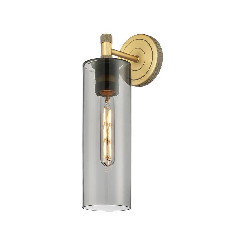 Innovations Lighting Crown Point - 1 Light 12" Wall-Mounted Sconce - Brushed Brass/Light Smoke