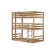 preview thumbnail 37 of 37, Rubber Wood Bunk Bed with Two Built-in Ladders, Guardrails, Detachable Triple Twin Bunk
