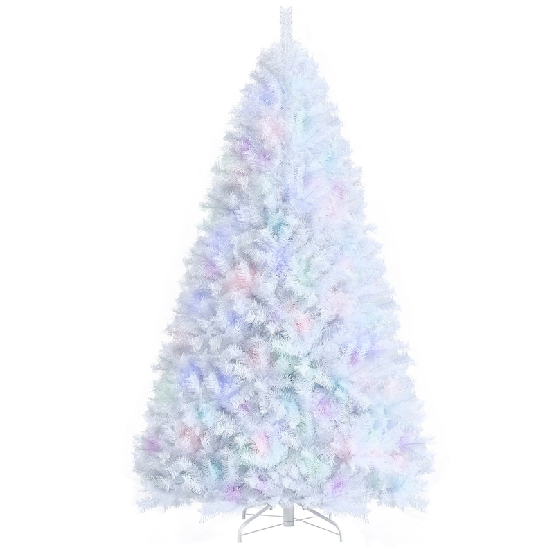 Costway 8ft White Iridescent Tinsel Artificial Christmas Tree with - 8 Foot - White