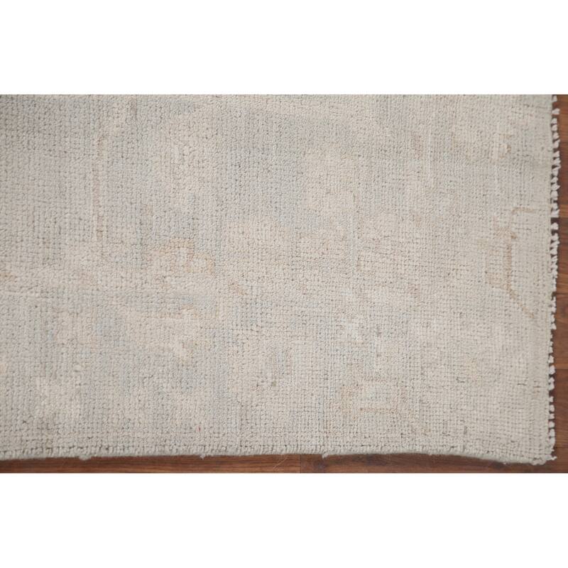 Hand Knotted Oriental 100% Wool Carpet Transitional All-Over Green Oushak Area Rug - 4' 11'' X 3' 2''