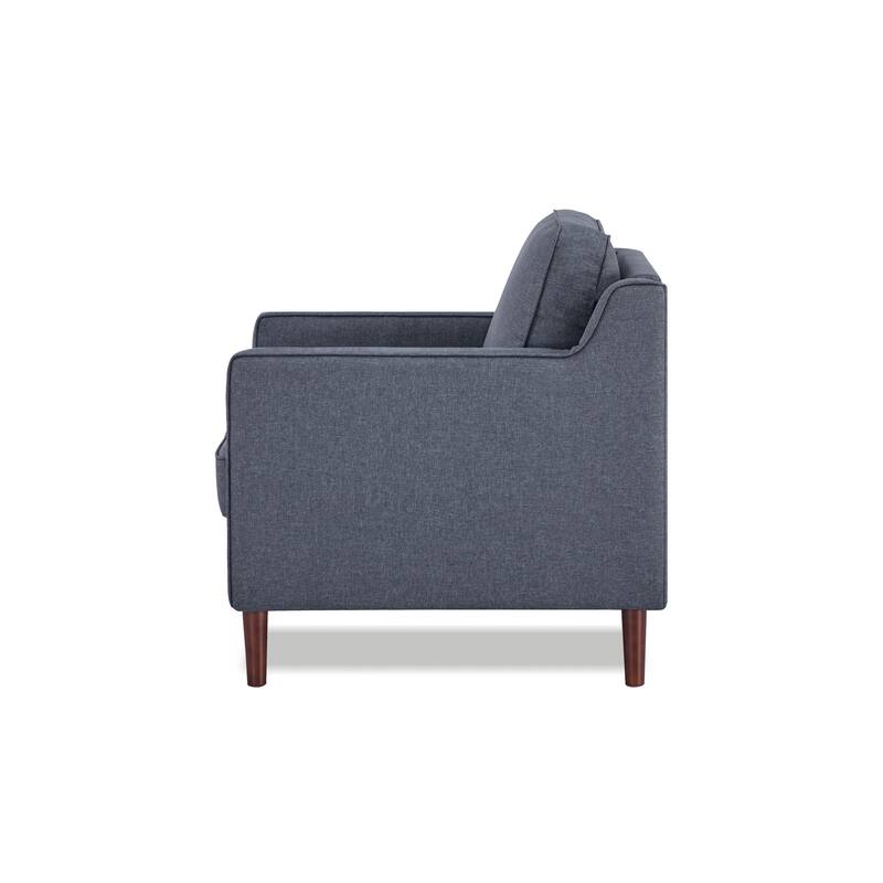 Artdeco Home - Sedona Modern Accent Chair, Faux Linen / Vegan Leather Armchair